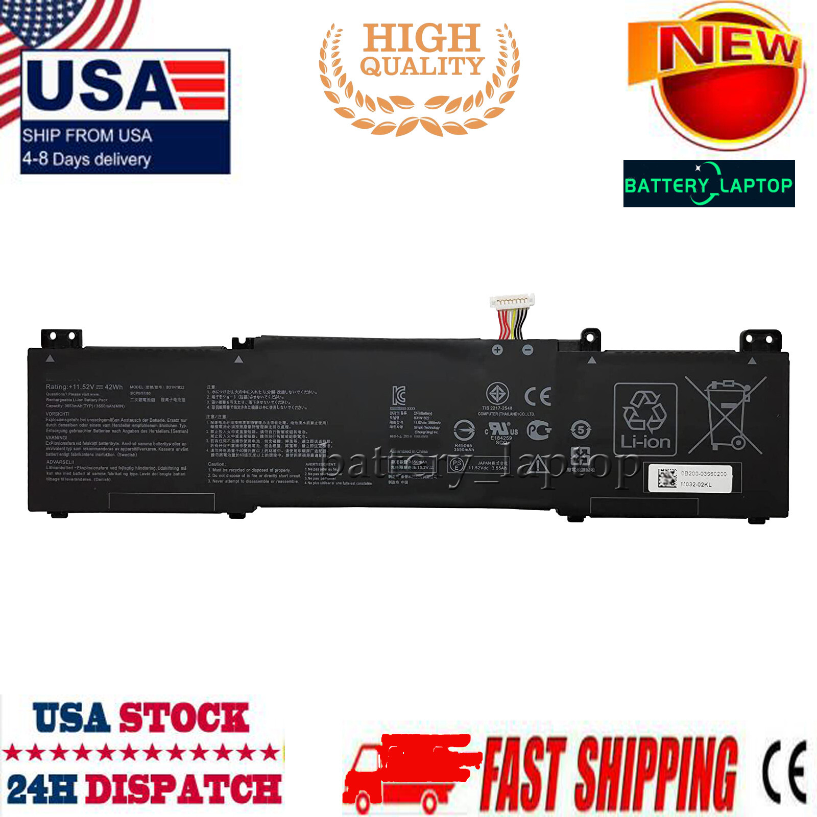 B31N1822 B31Bi2H, B31BIEH, B31BlEH Battery For Asus ZenBook Flip 14 Series