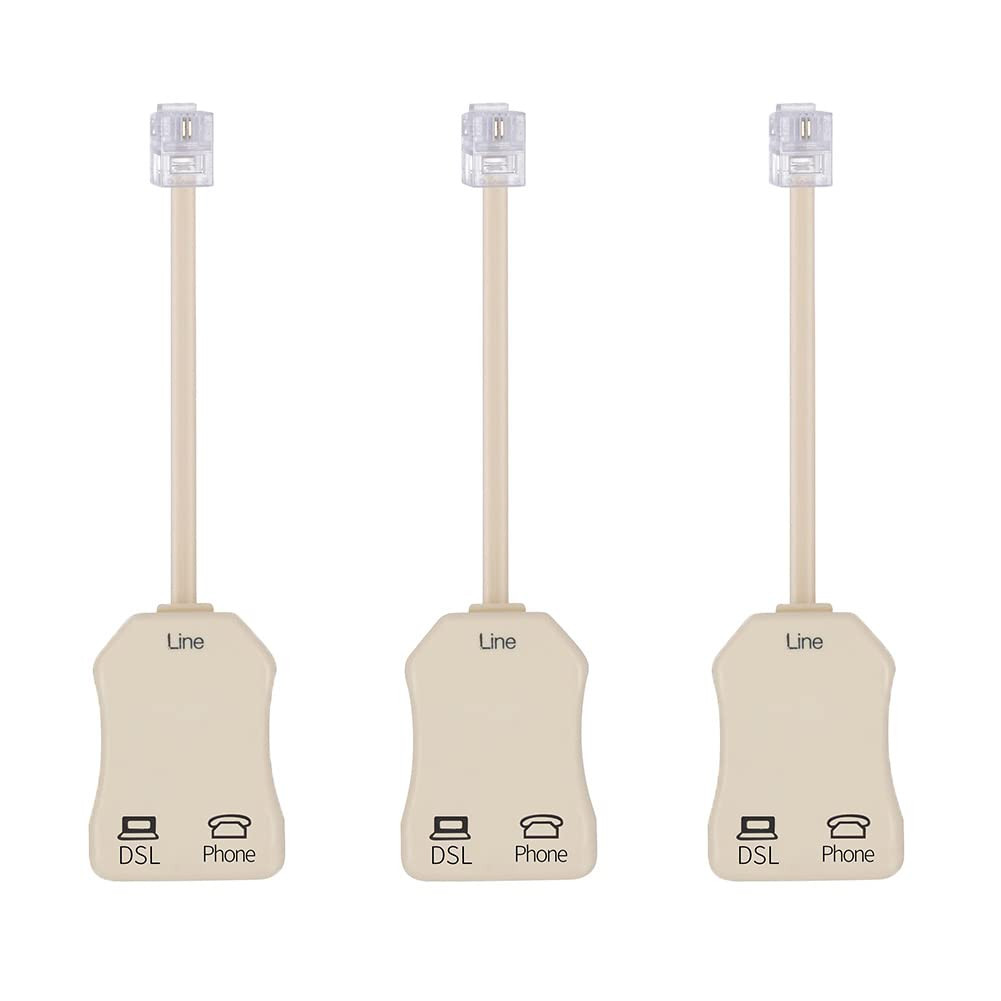 3-Pack DSL Filters with Built-In Splitter - 2 Wire, 1 Line, RJ11 6P2C Male