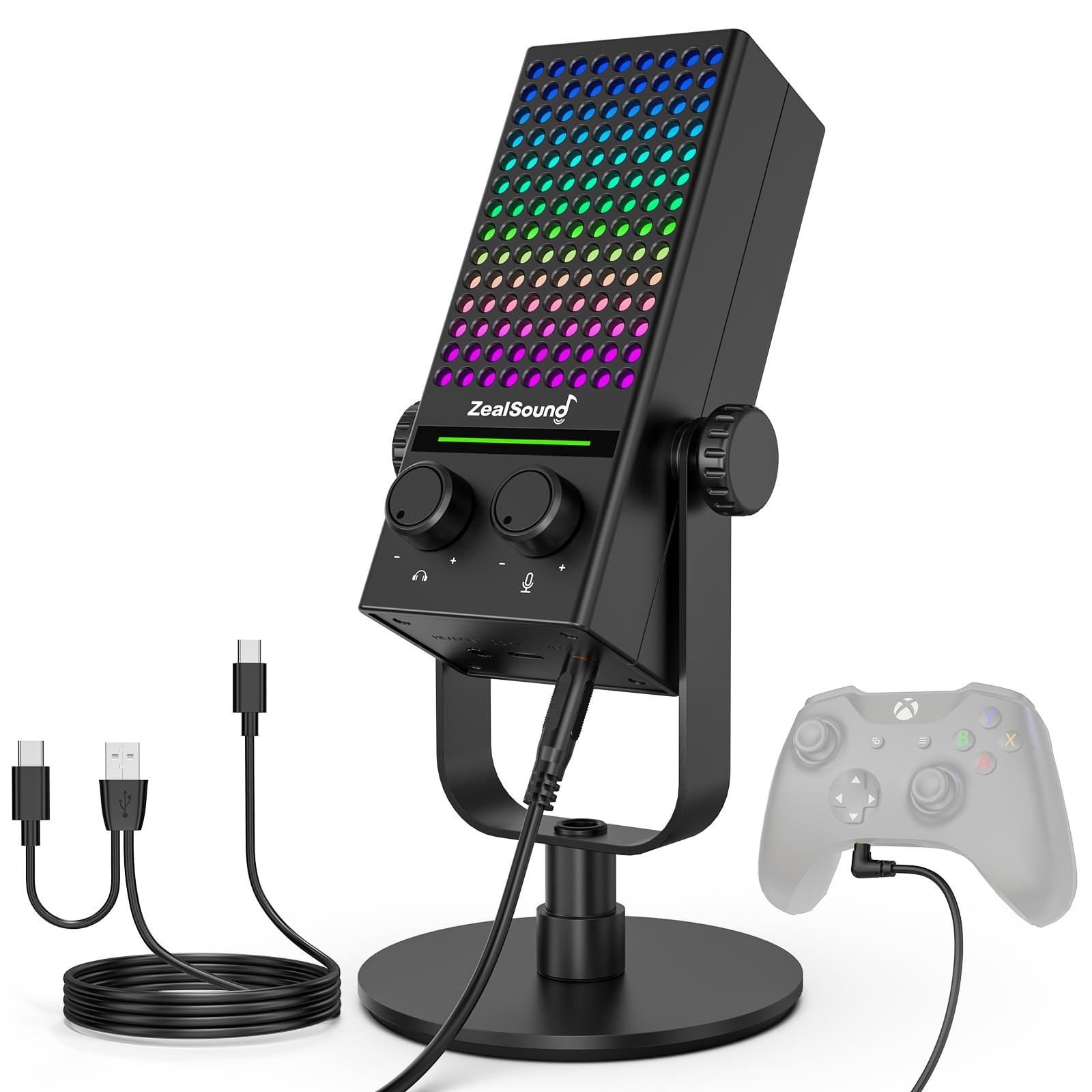 ZealSound Gaming Microphone for Xbox PC Mac PS4 PS5 Noise Reduction USB-C 3.5mm