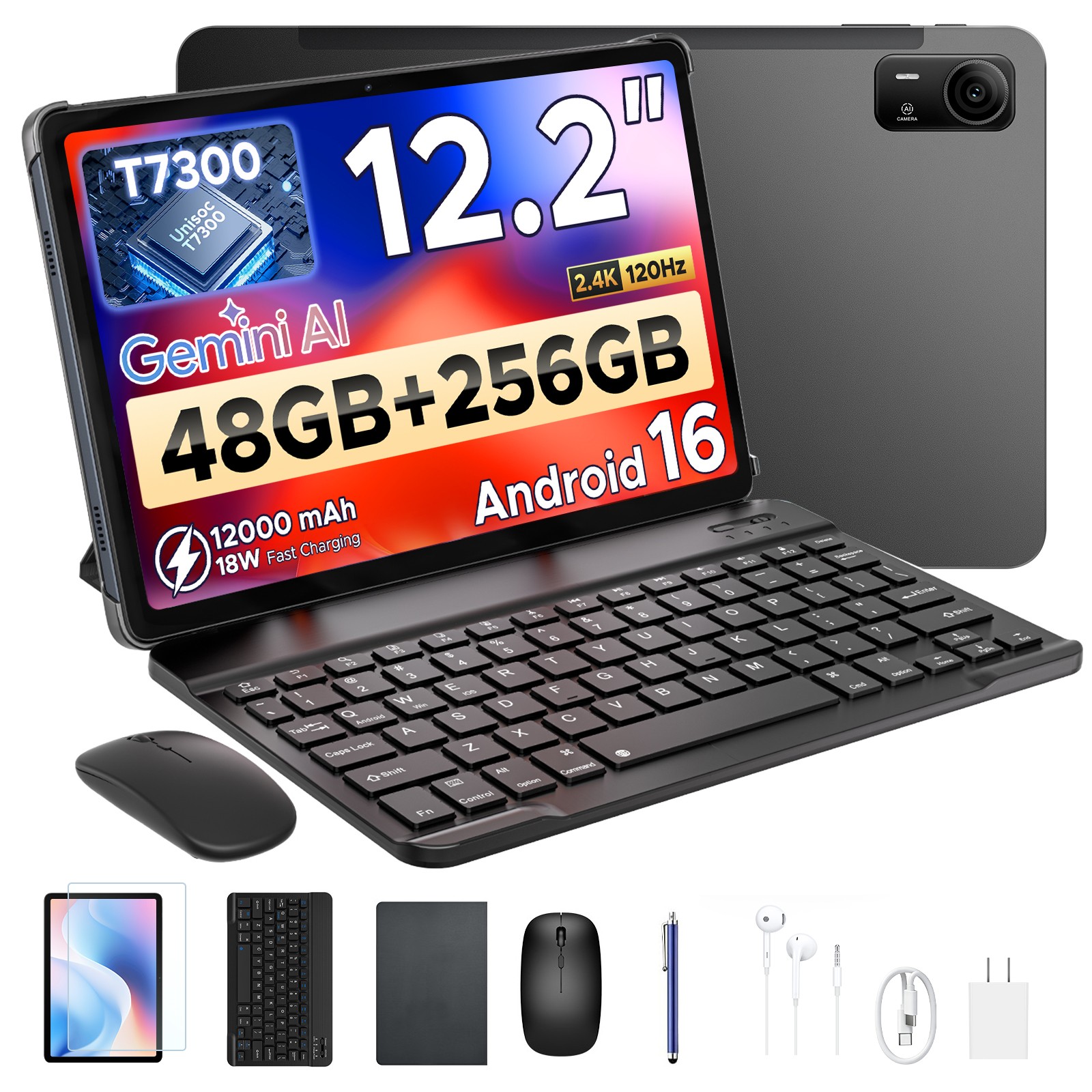 Aorlym P12 Pro 12 Inch Tablet Android 16 12000mAh/18W 48GB+256GB 8+13MP 4G 2 SIM