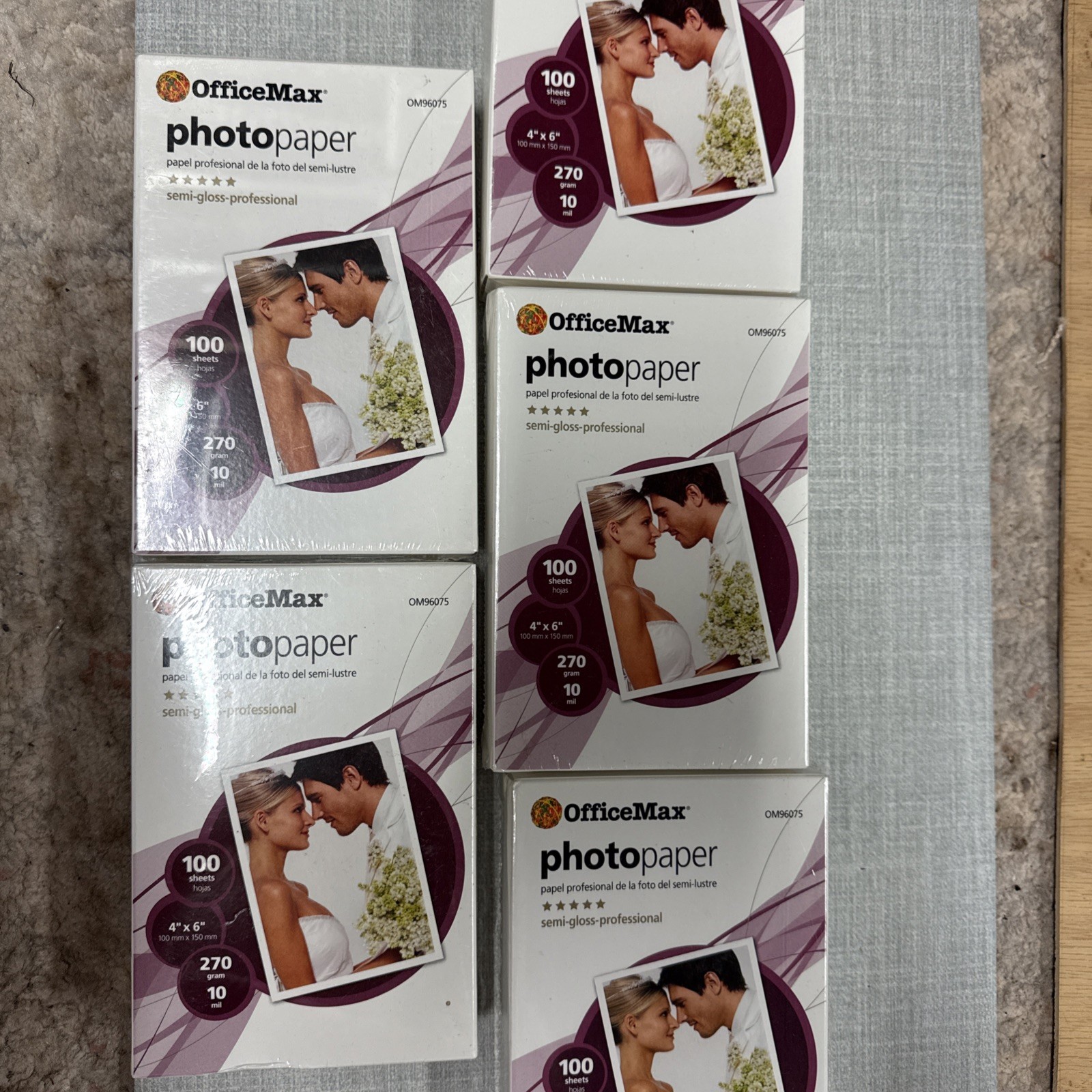 OfficeMax 4x6 Semi-Gloss Photo Paper 500 Sheets 270 GSM Sealed Lot of 5