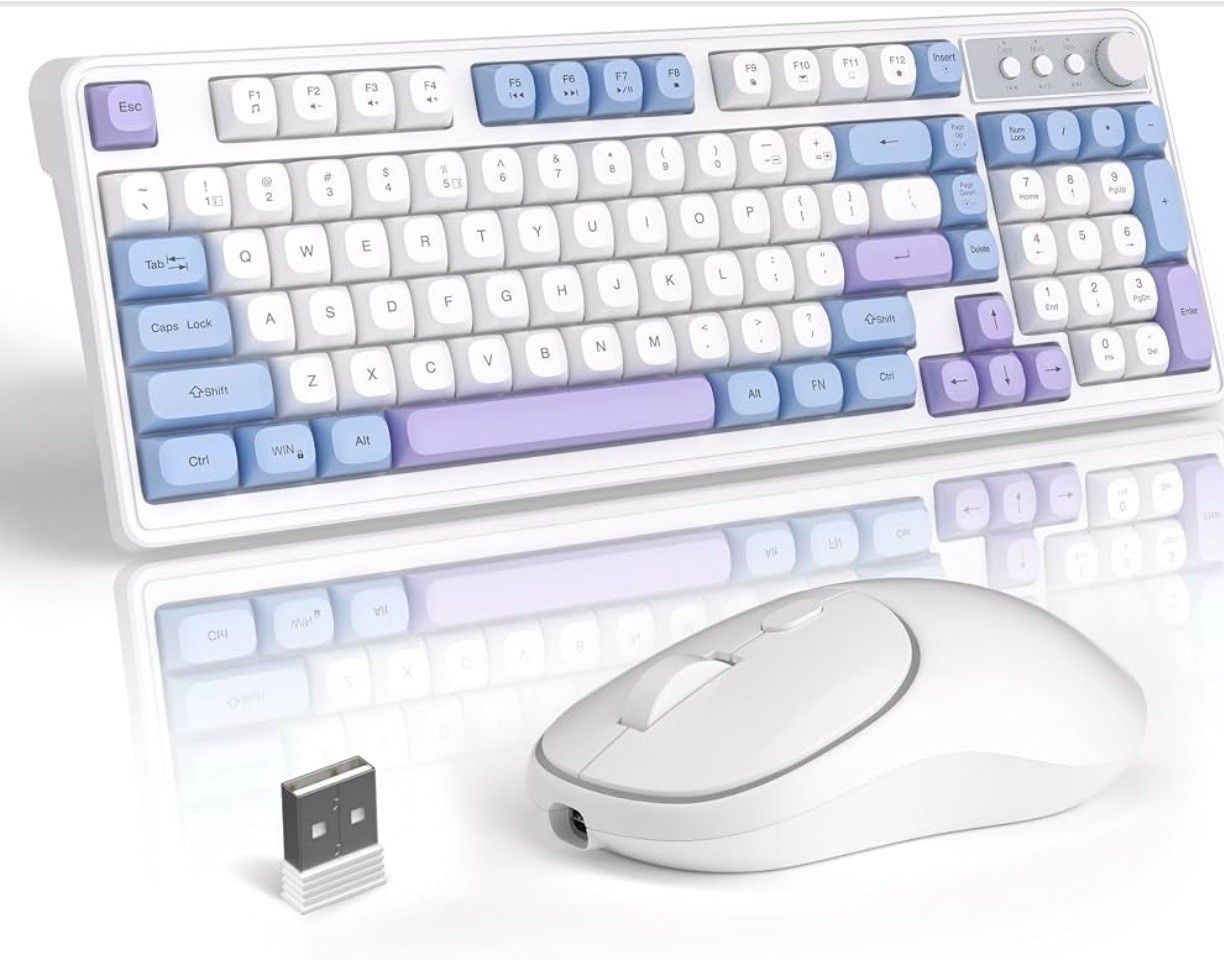 MageGee SKY98 Mechanical Gaming Keyboard Hot Swap, Wired/Wireless, Violet/Purple