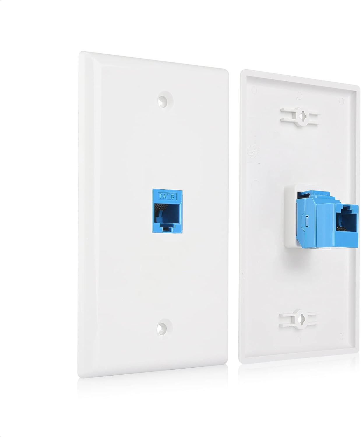 2-Pack 1-Port Ethernet Wall Plate, White, Cat6 Wall Plate, Cat5E