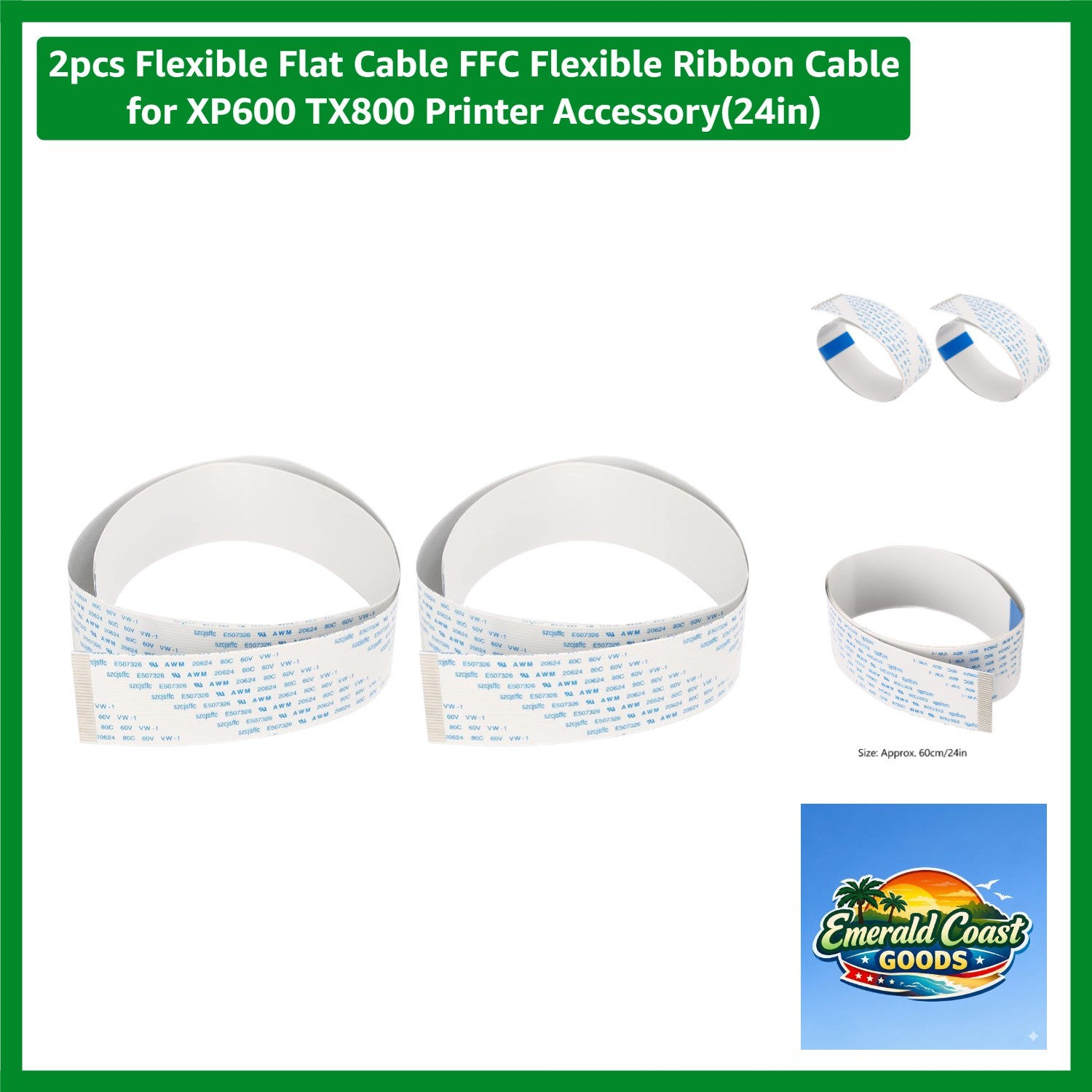 Environmentally Friendly 2pcs 24in FFC Flat Cable - Reliable Printer Connection