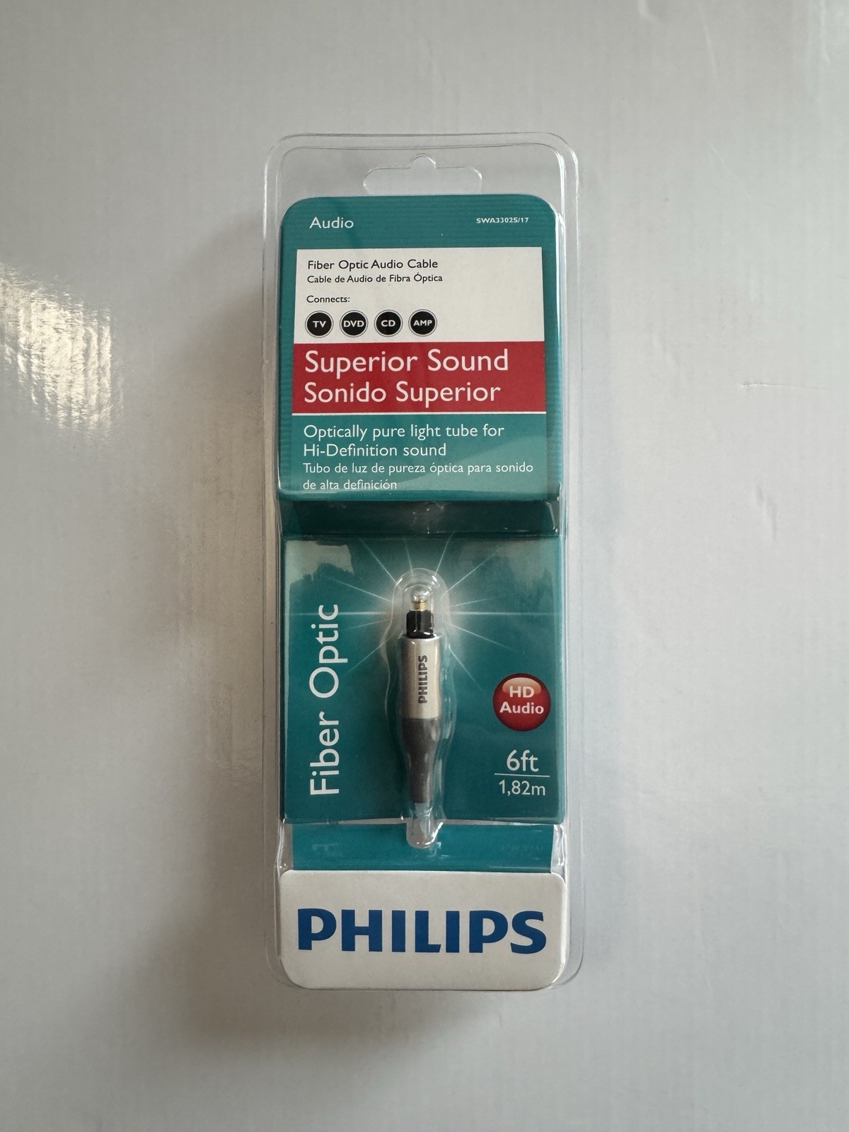 Philips Fiber Optic Audio Cable 6 foot long Superior Hi-Definition Sound