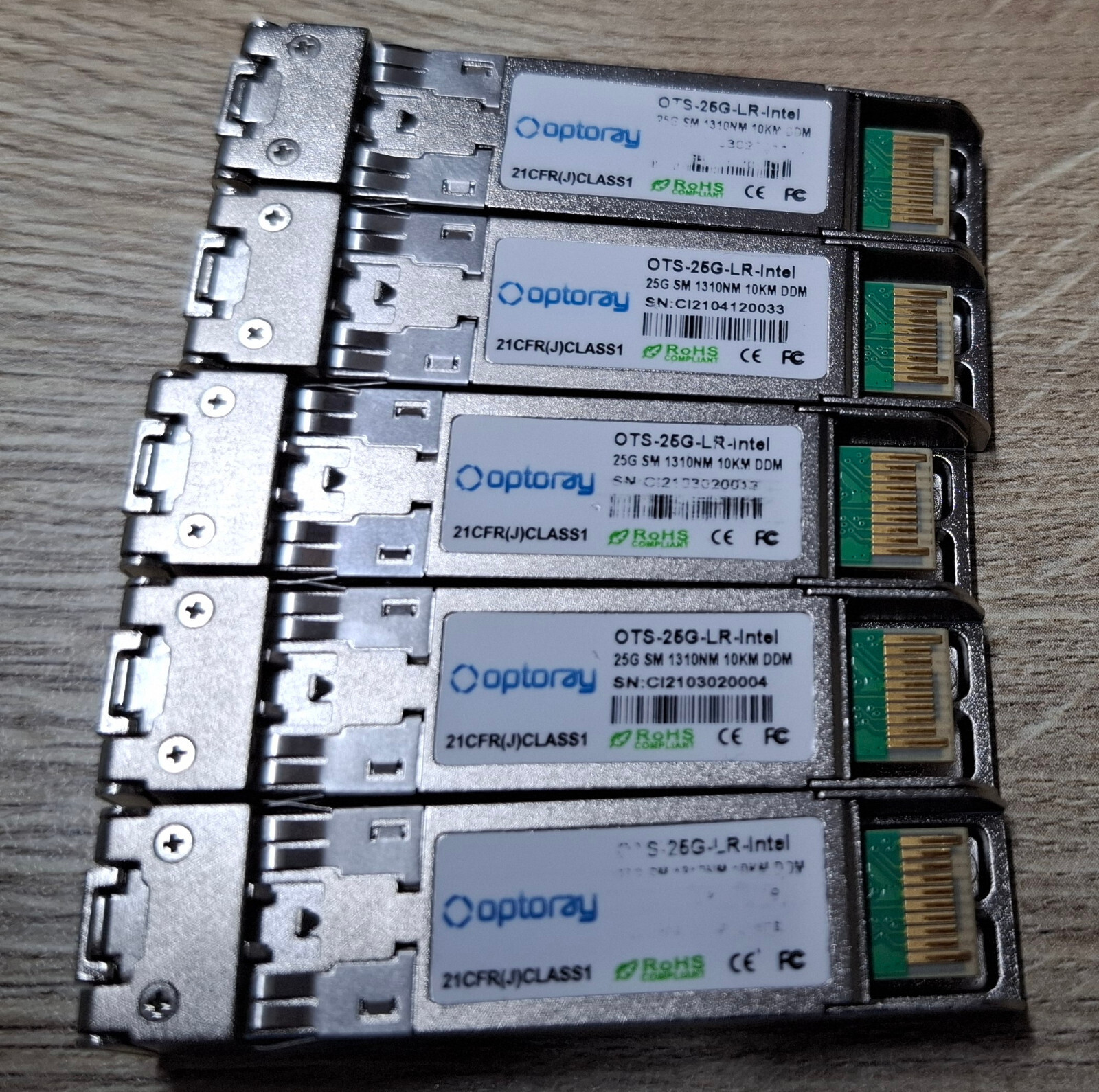 Lot of 5 x Optoray OTS-25G -LR 1310NM 10KM DDM TRANSCEIVER MODULES