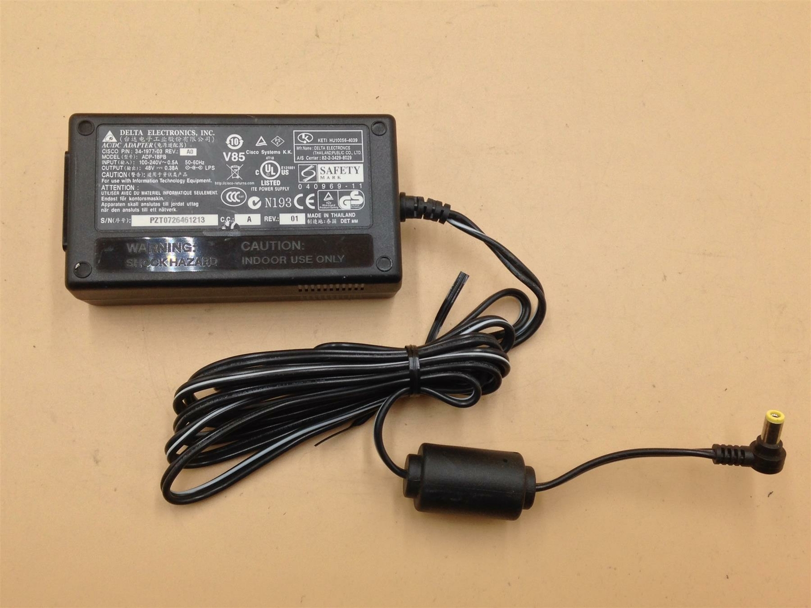 Delta ADP-18PB 34-1977-03 48V 0.38A 18W AC Adapter 5.5x2.5mm Power Supply