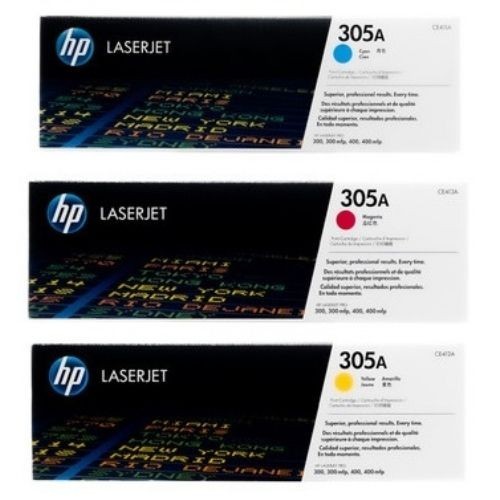 HP 305A 3-Pack Color Combo Toner | OEM | Cyan Magenta Yellow | For LaserJet Pro