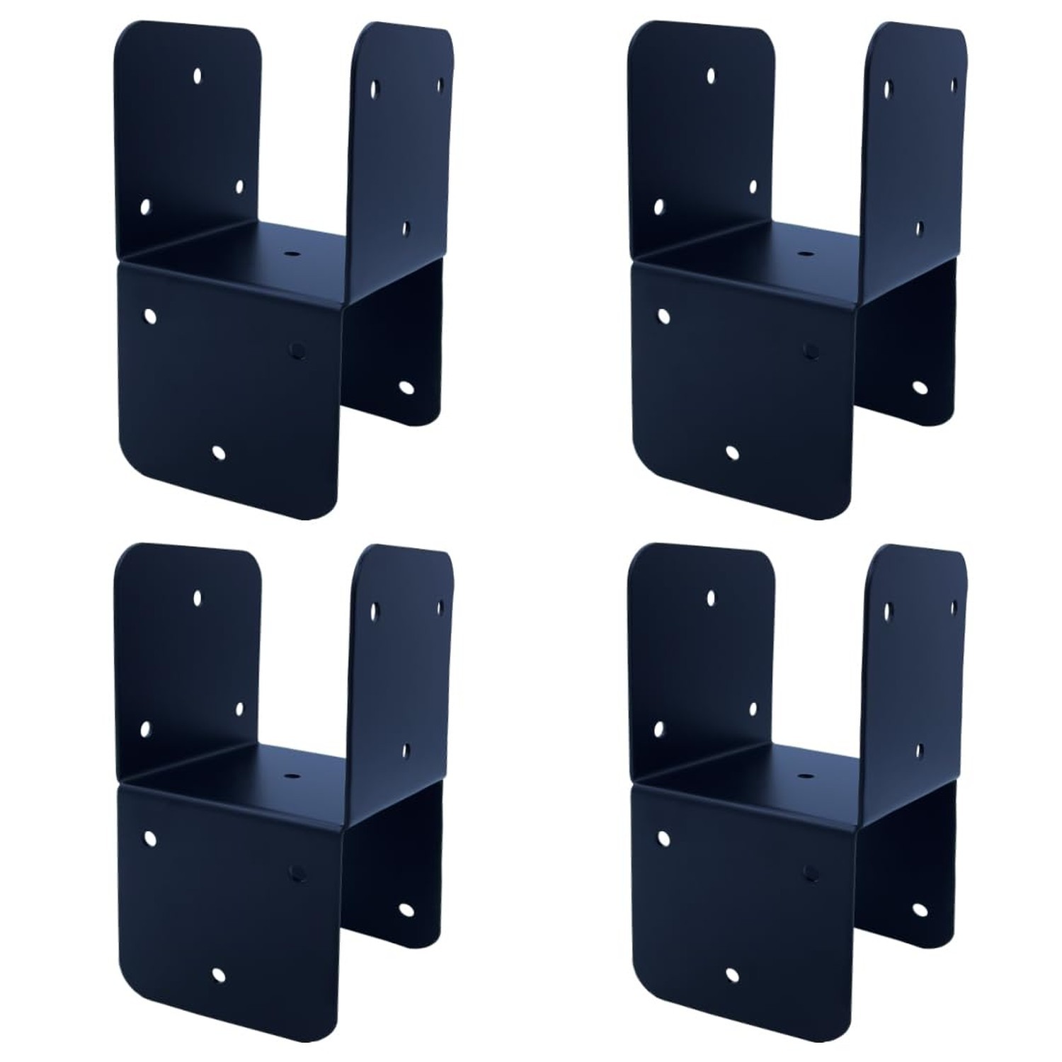 4 Pcs Black 4x4 Deck Post Caps & Tie Brackets, 14 Gauge Steel Post Anchor Con...