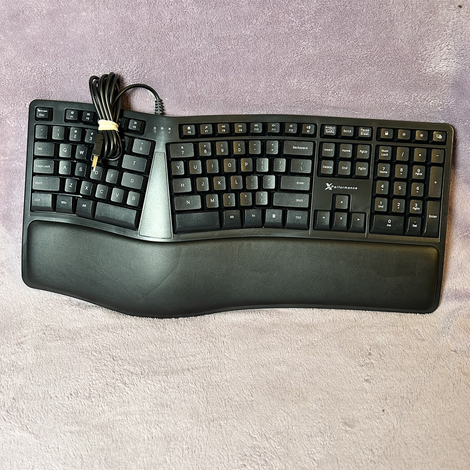 X9 Ergonomic Keyboard Wired with Cushioned Wrist Rest - Office Desk Peripherals