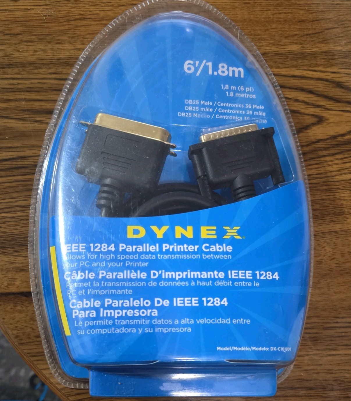 Vintage Parallel Printer Cable IEEE-1284 DB25M To CN36M 6FT