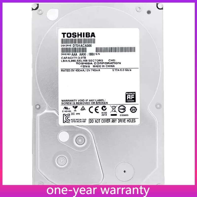 1PCS DT01ACA300 Toshiba DT01ACA300 3,5 Inch 3TB 7200RPM Hard Drive 64MB Cache
