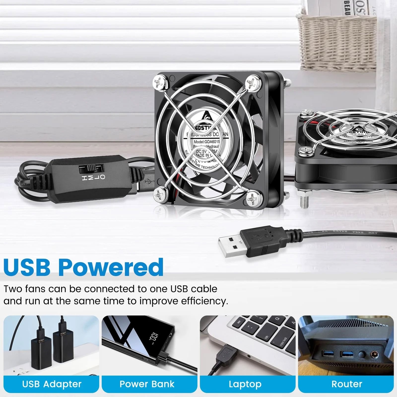 2 Packs 60mm X 10mm Usb Computer Fan 5v Wirh Speed Control Dc Brushless Coolin6t