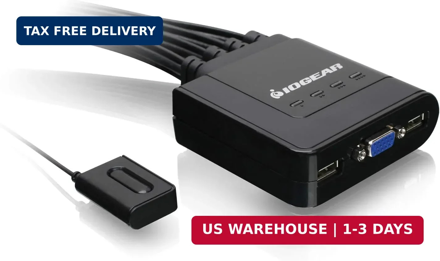 IOGEAR 4-Port USB KVM Switch with Cables and Remote GCS24U, Black