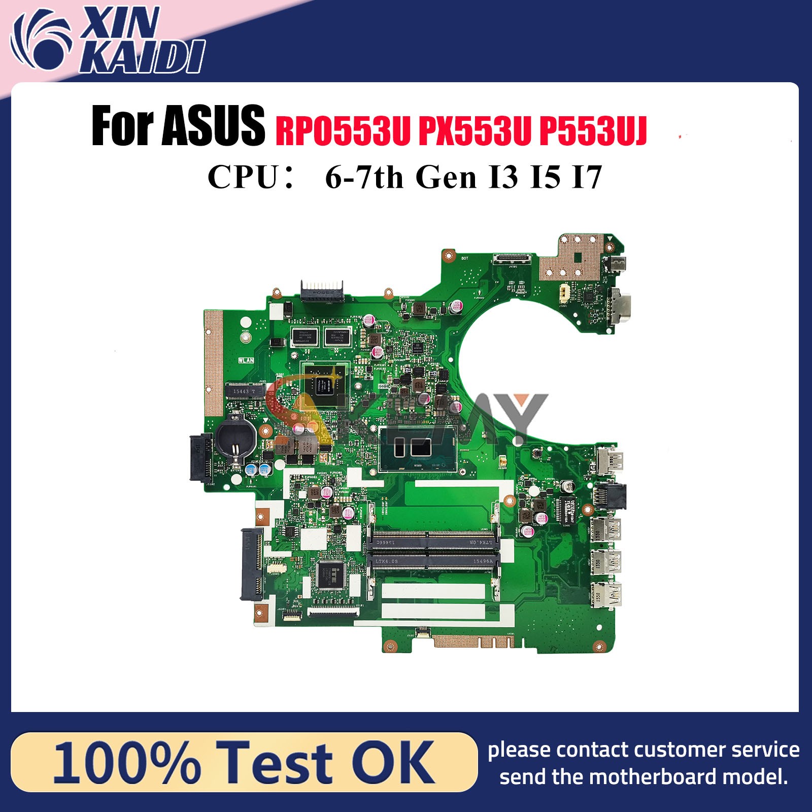 P553UJ Laptop Motherboard For ASUS PE553U RPO553U PX553U Mainboard W/CPU