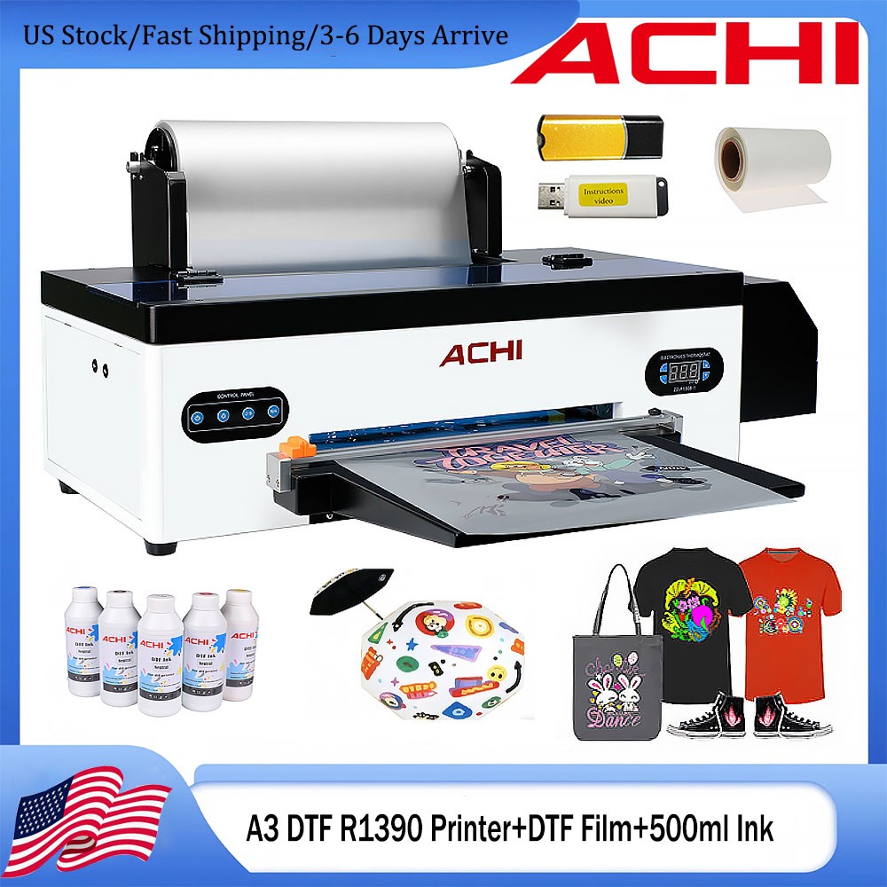 ACHI A3 DTF 1390 Inkjet Printer Direct to Trasnfer Film Tshirt Printer 500ml ink