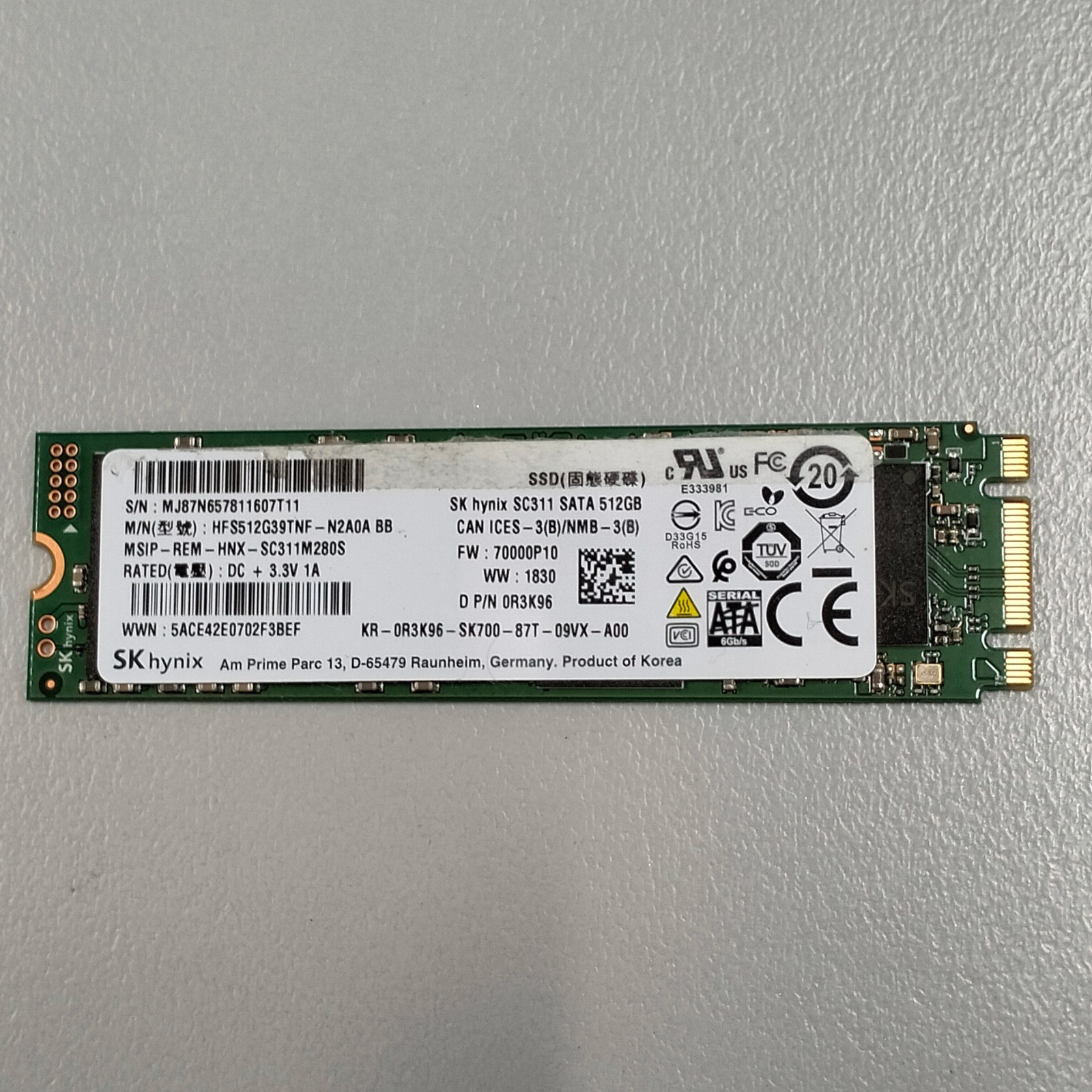 SK Hynix 512GB SC311 M.2 2280 SATA TLC SSD Solid State Drive HFS512G39TNF-N2A0A