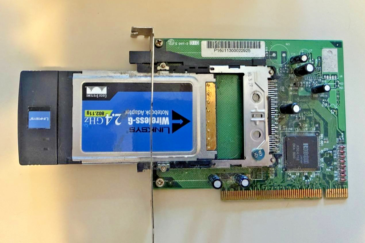 Linksys Wireless-G WPC54G PCMCIA Card + PCI Desktop Adapter Kit Win XP Retro