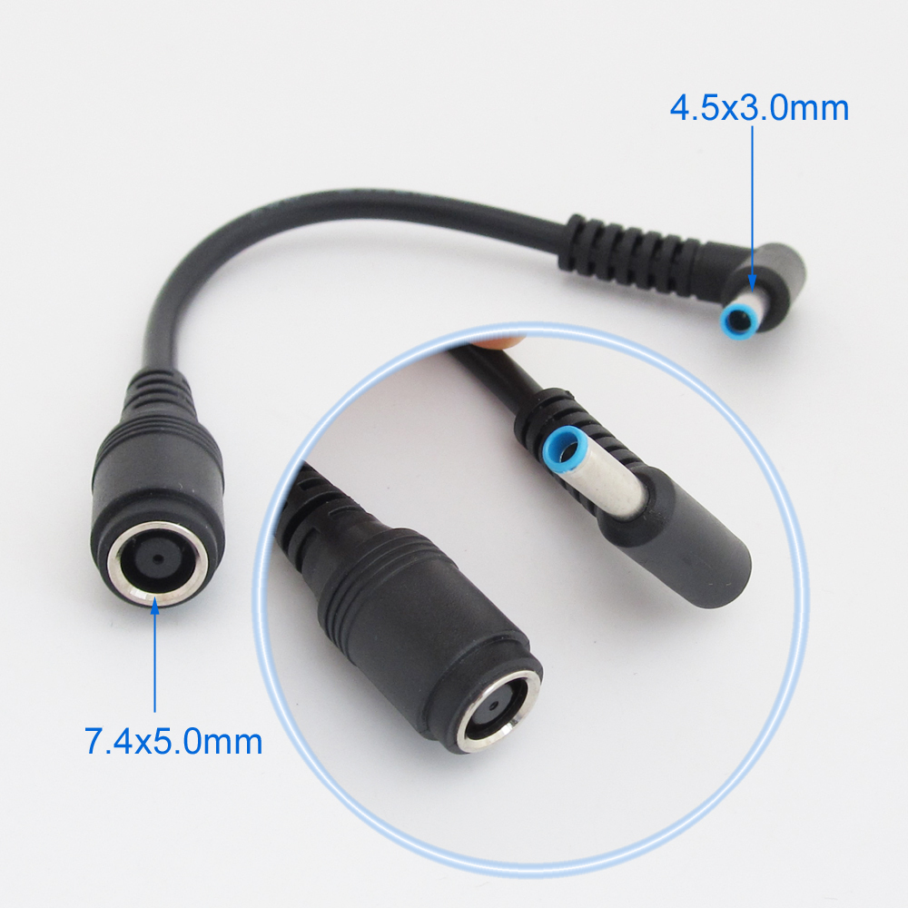 4pcs HP DC Power Cable 7.4x5.0mm Female to 4.5x3.0mm Male Central Pin Adapter