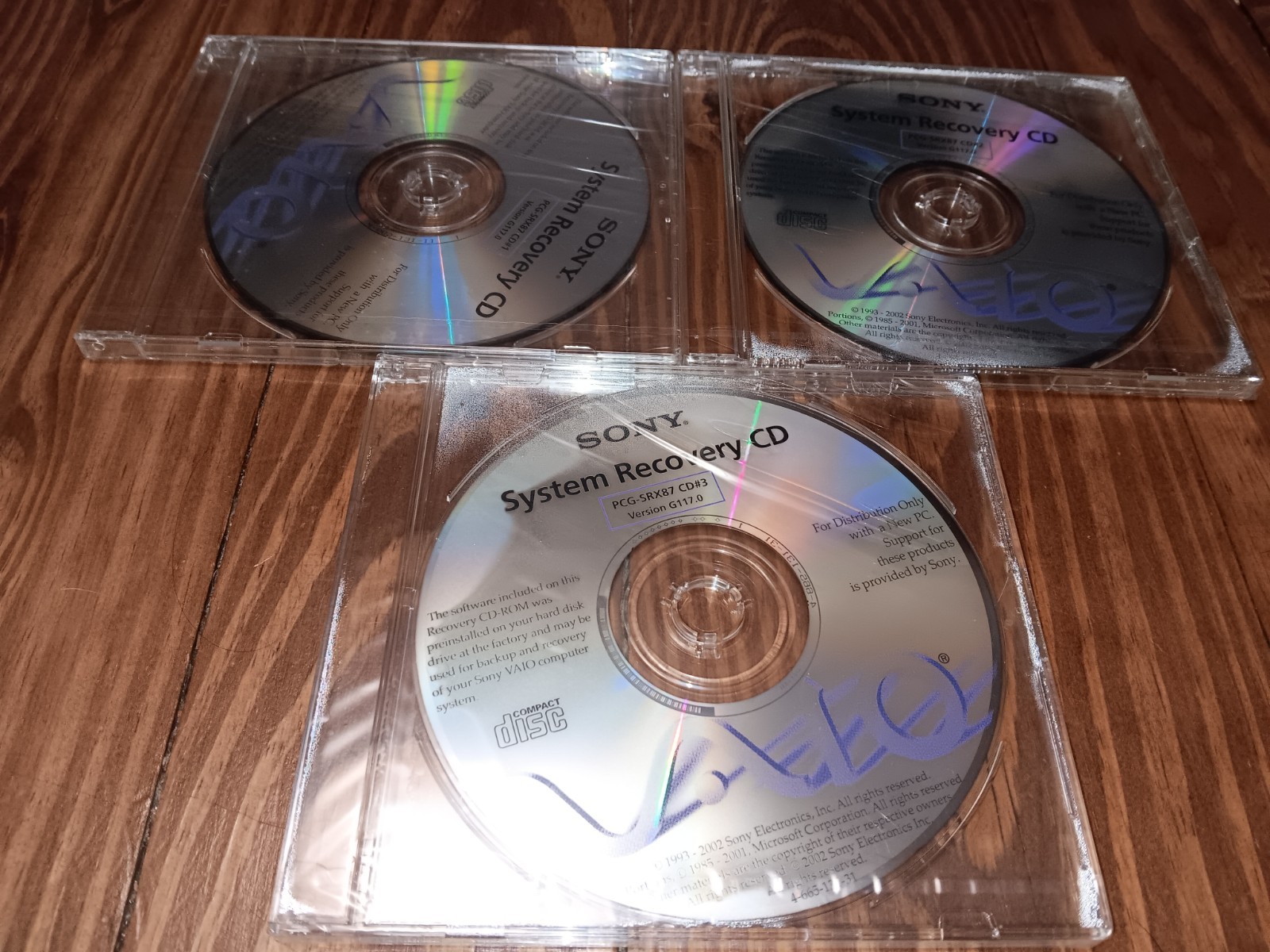 Sony VAIO System Recovery 3 CD's PCG-SRX87 Version G117.0