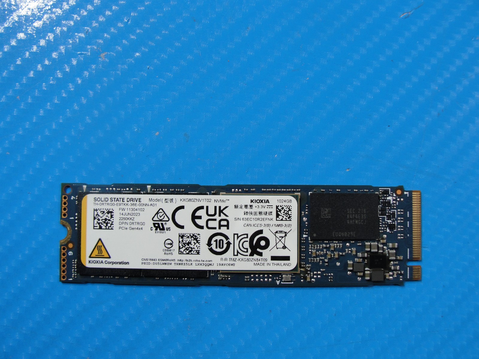 Dell 15 9530 KIOXIA 1TB M.2 NVMe SSD Solid State Drive KXG80ZNV1T02 RTRG0