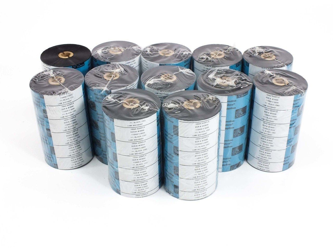 Zebra I11 CSO 110mm x 350m Black Thermal Transfer Ribbon 12-Roll Case