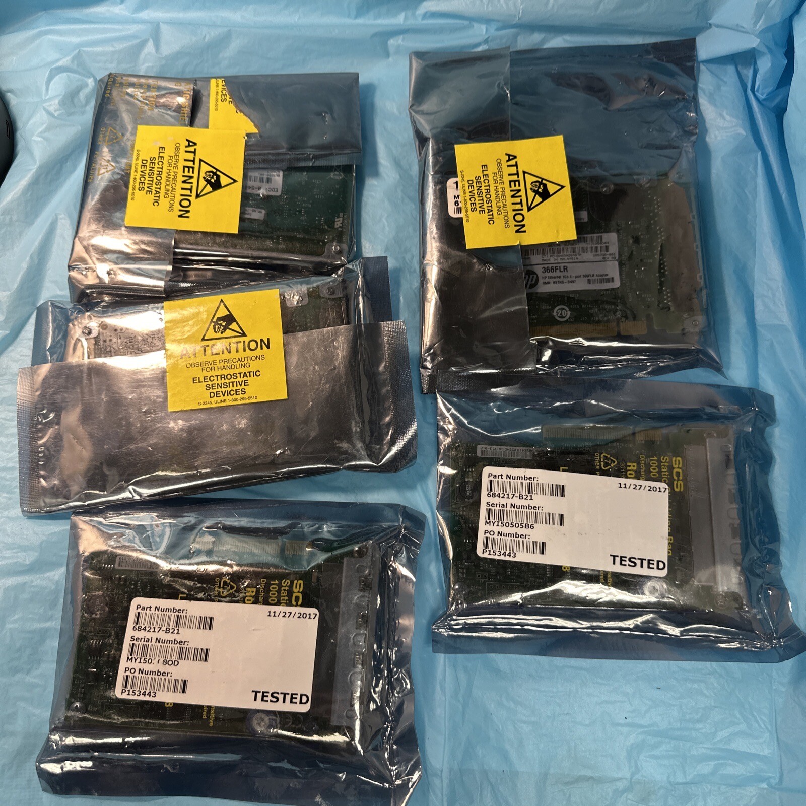 LOT OF 5X  HPE Ethernet 1Gb 4-port 366FLR FIO ADAPTER
