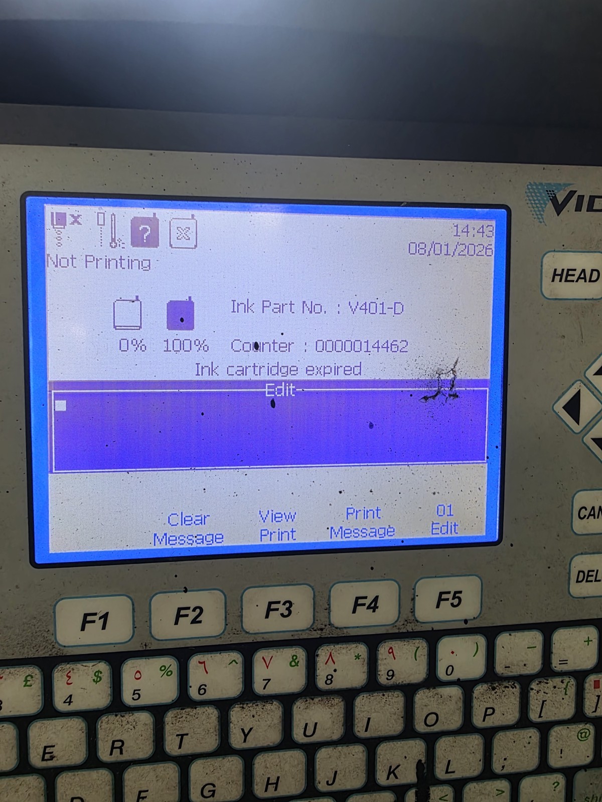 VIDEOJET 1620   INDUSTRIAL INKJET PRINTER CODING MACHINE
