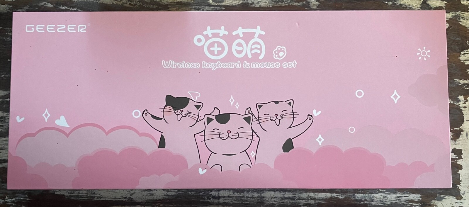 Geezer Pink Cat Wireless Keyboard Mouse Kids