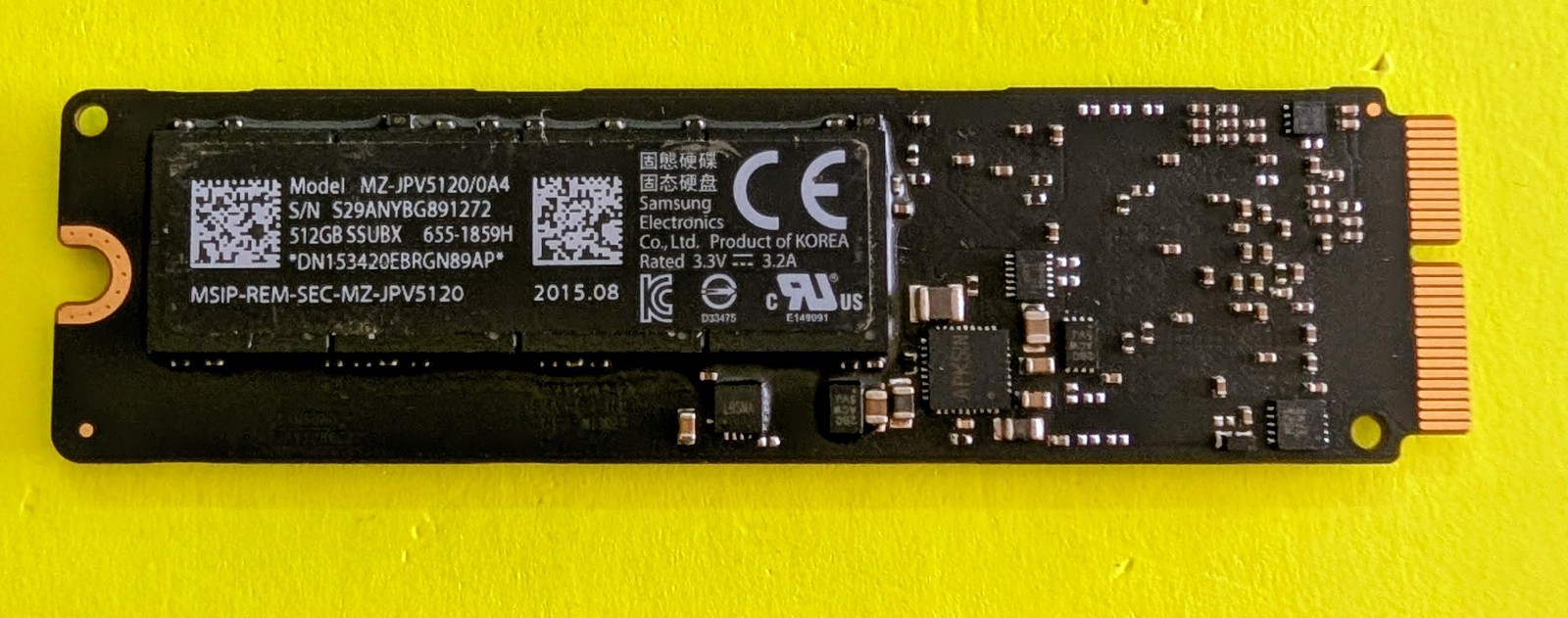 Samsung 512GB NVMe M.2 SSD Solid State Drive MZ-JPV5120/0A4 Apple 655-1859H