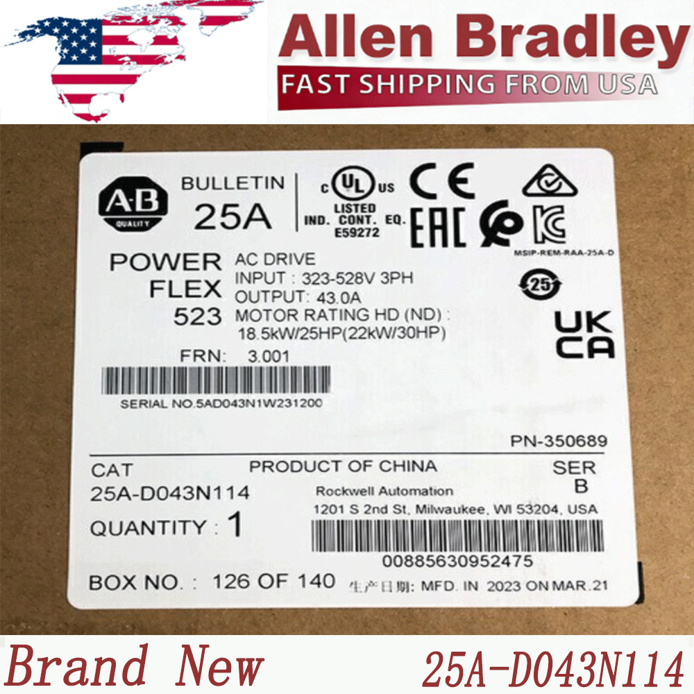 AB 25A-D043N114 PowerFlex 523 22kW (30Hp) AC Drive 25AD043N114  NEW