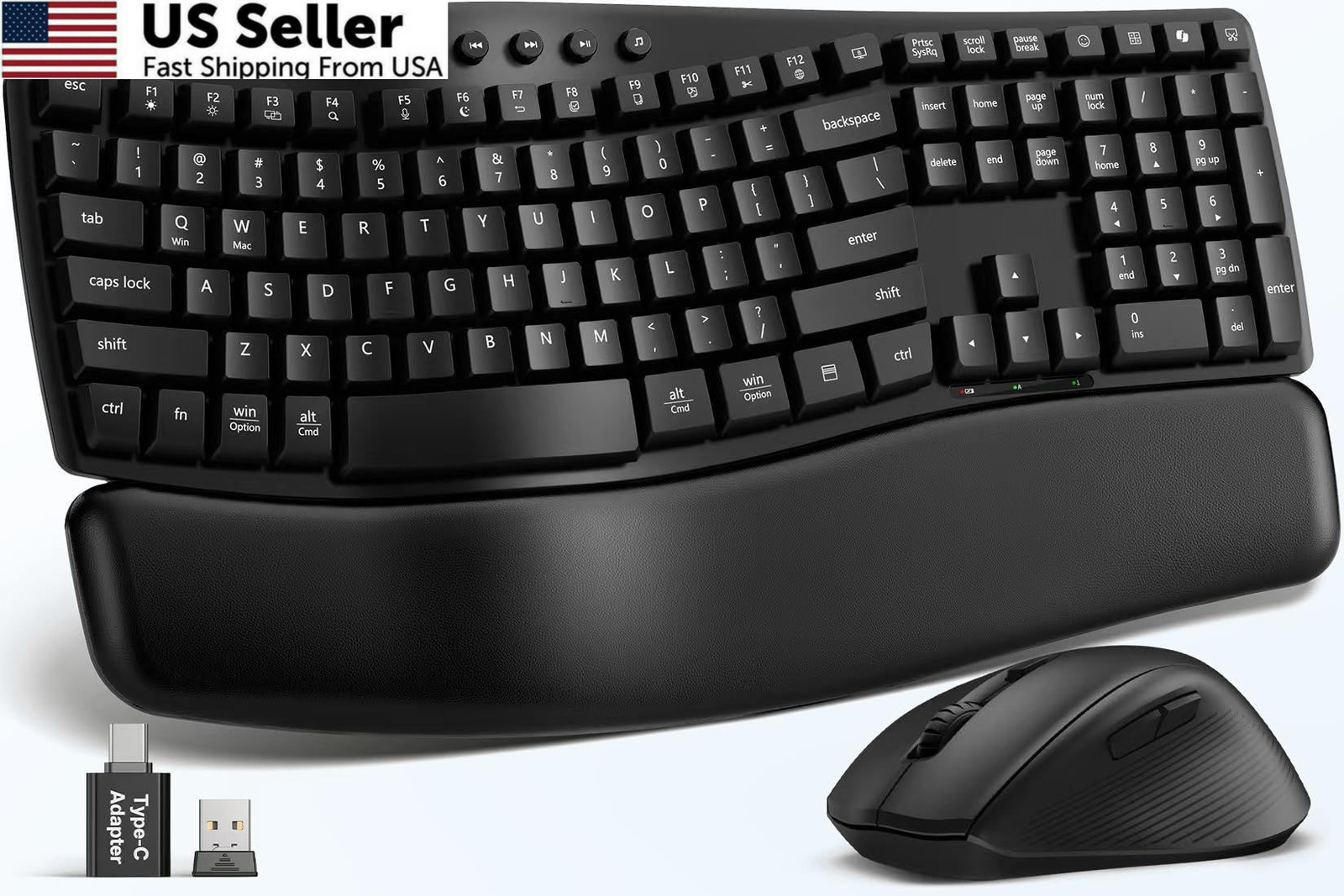 Wireless Keyboard and Mouse Combo, SABLUTE MA41 30dB Quiet Full Size, Black