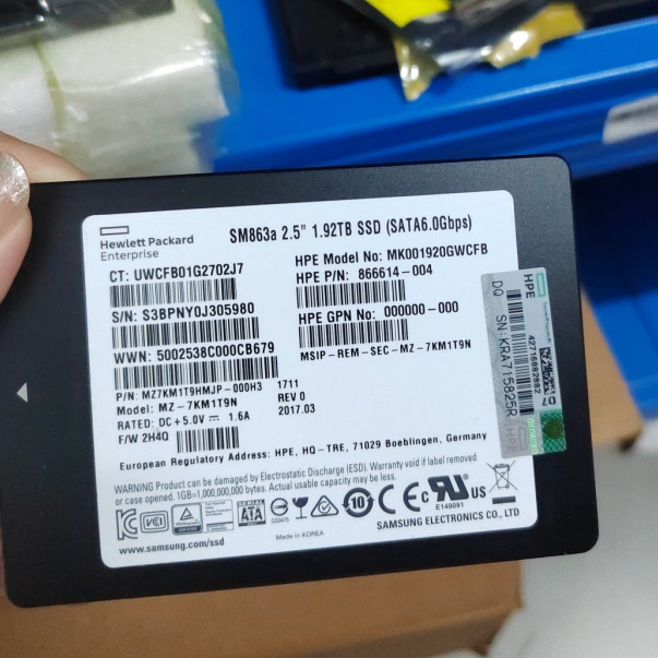 1.92TB Samsung 1920GB SSD SM863a MZ-7KM1T9N SATA Solid State Drive-