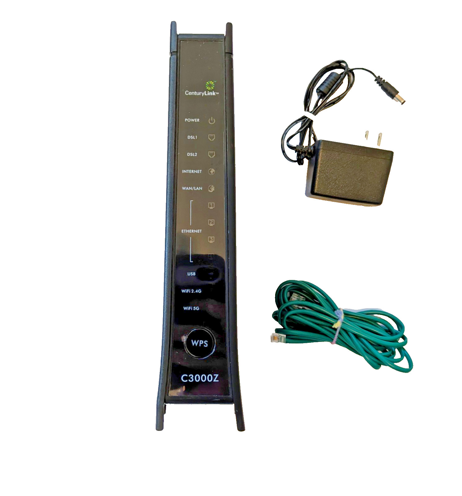 CenturyLink Zyxel C3000Z Bonded DSL Modem Router Dual Band WiFi + Power & Cable