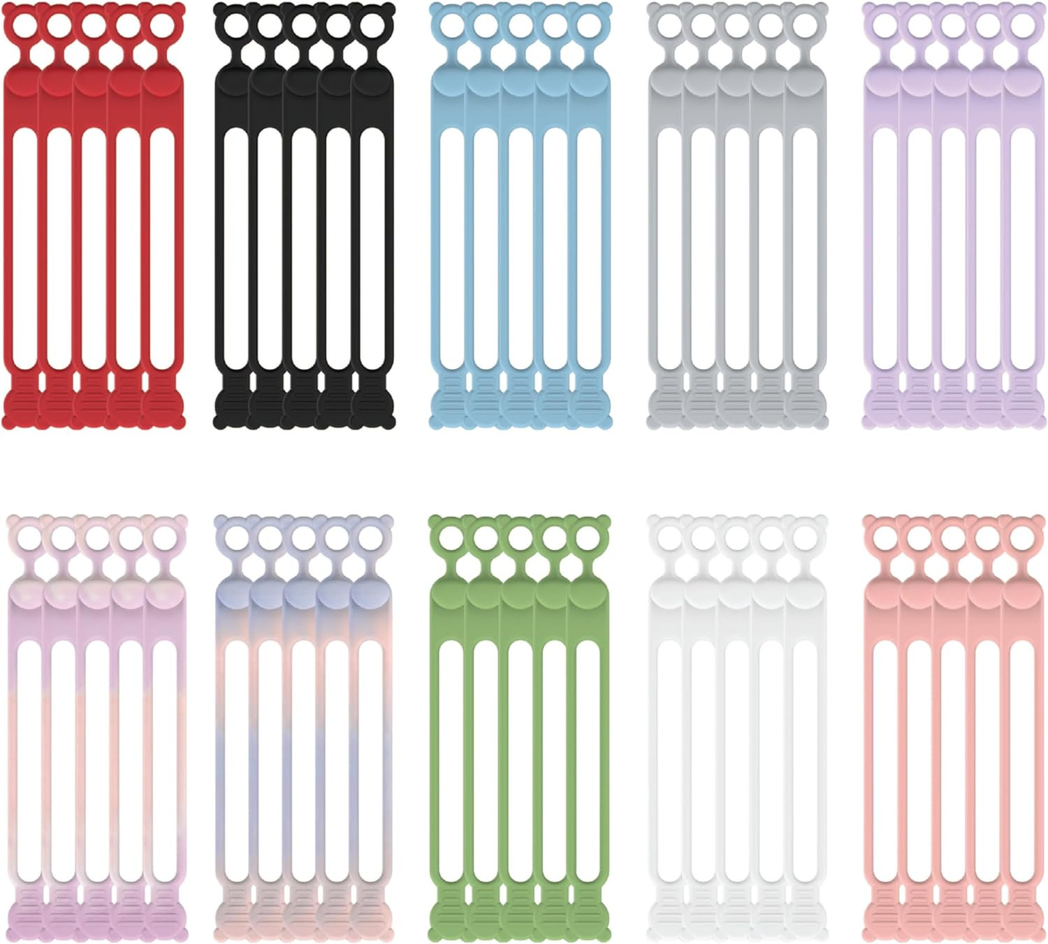 50 Pzs Bridas Silicona Reutilizables Organizador Cables Accesorios Electronicos
