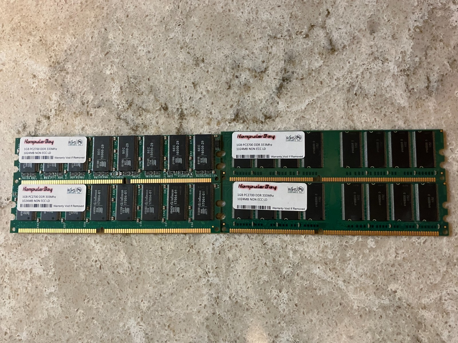 Gently Used Komputer Bay PC2700 DDR 333MHZ 4GB Desktop Ram Kit