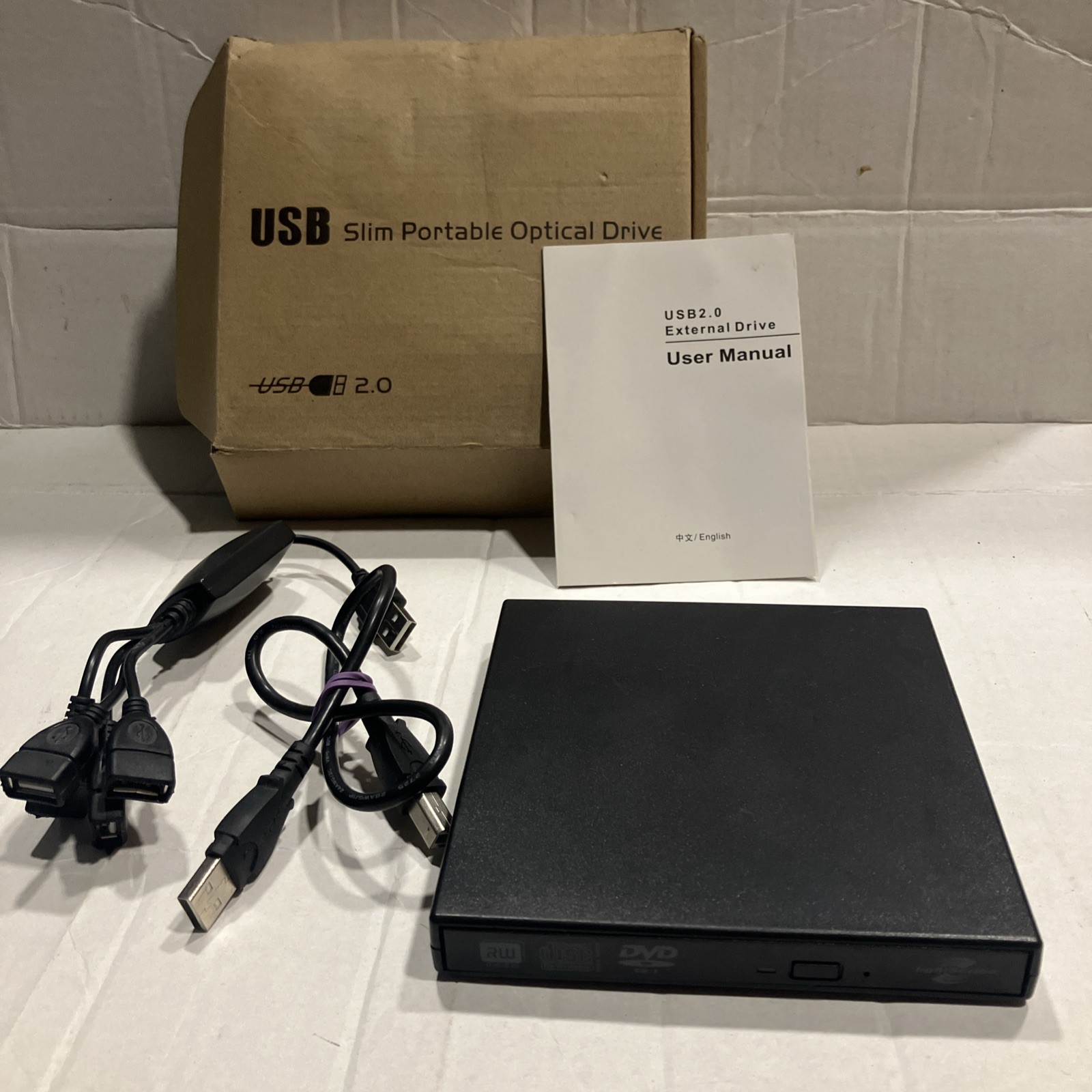 USB 2.0 Slim Portable Optical Drive DVD-RW for Laptop and Desktop Black