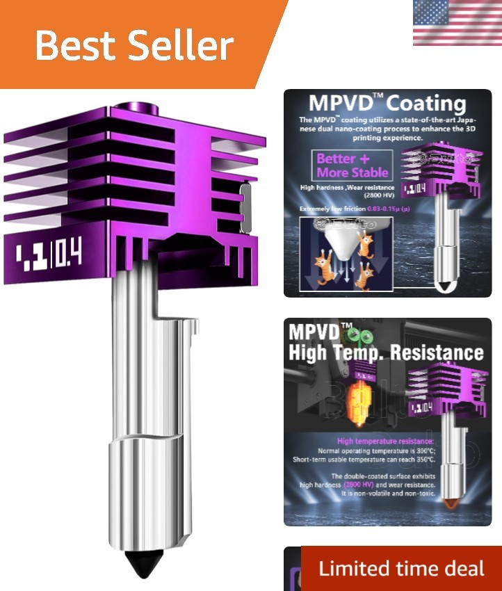 Precision 0.4mm Hotend with Low Adhesion MPVD Coating for 3D Printing Excellence