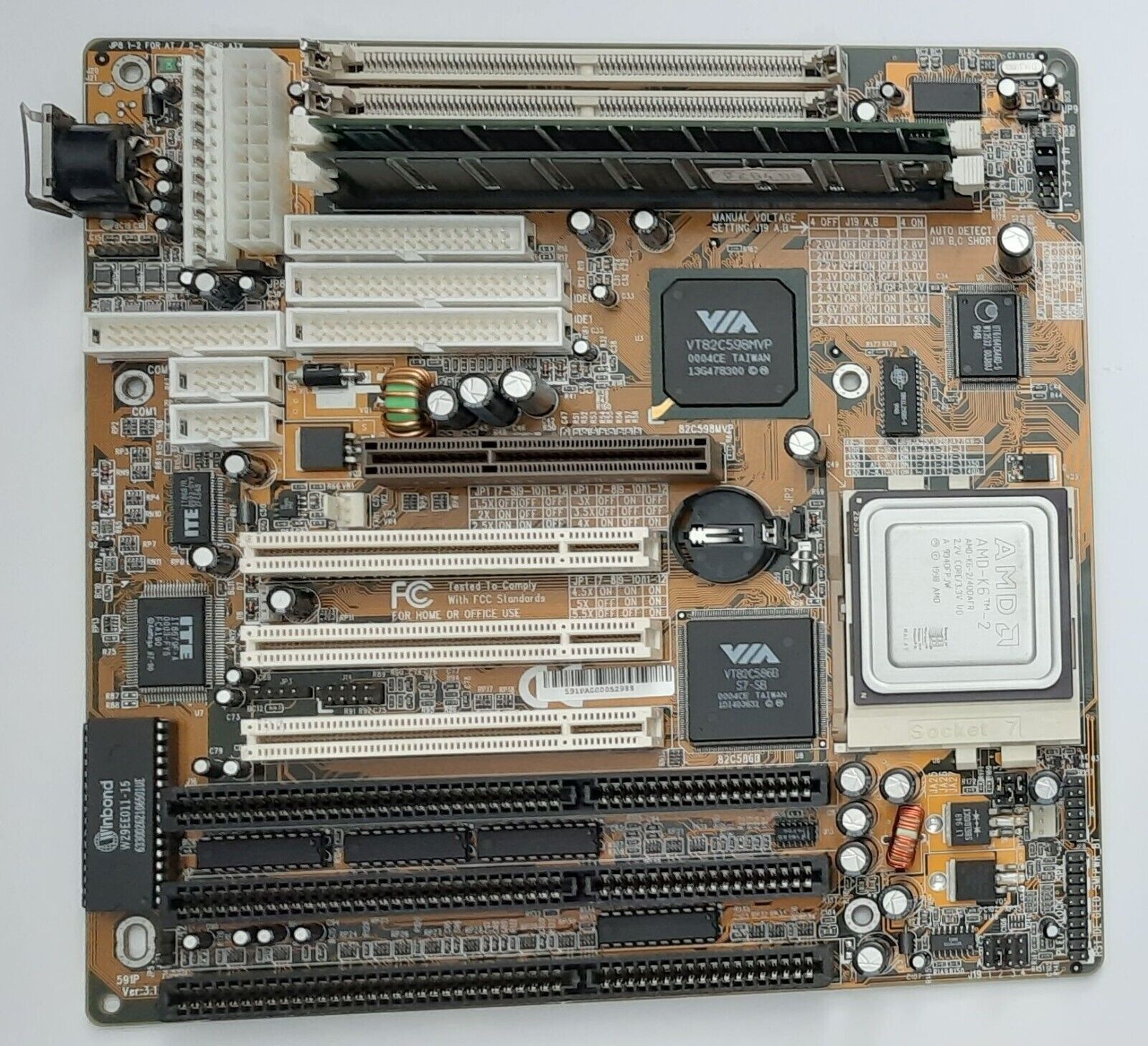 Shuttle HOT-591P Super Socket 7 ISA AGP Motherboard + AMD K6-2 400MHz + 192MB RAM