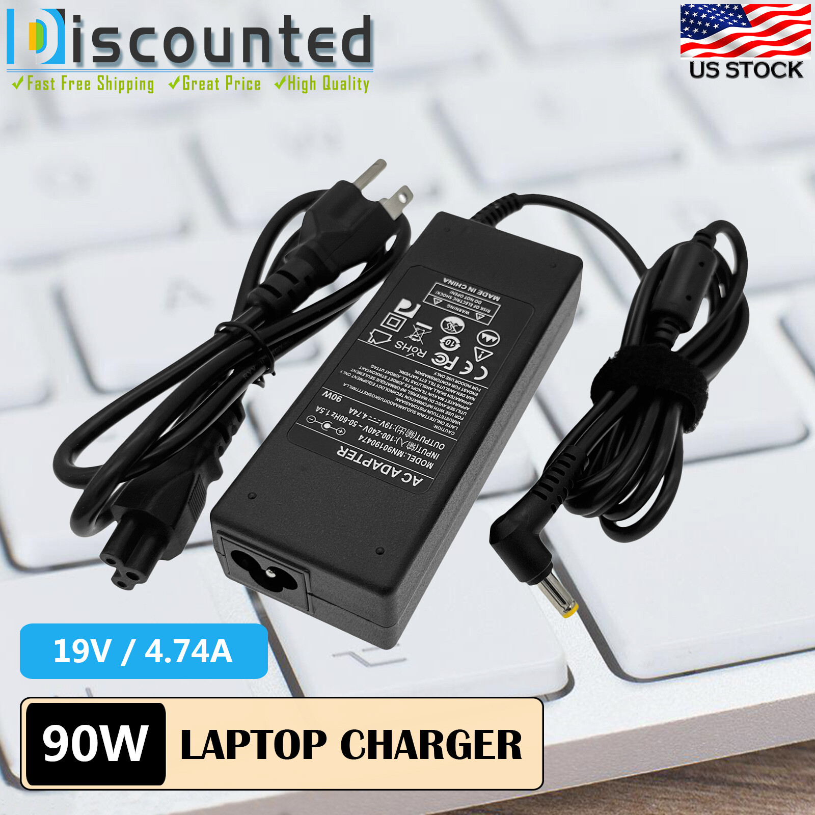 New 90W 19V 4.74A AC Adapter Power Charger Cord For Acer 5.5*1.7mm