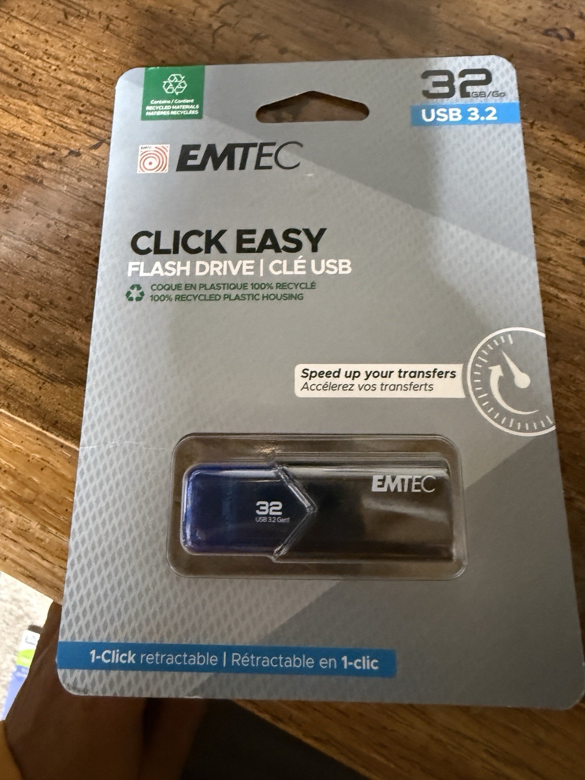 Emtec Dexxon B110 Click Easy 32GB USB 3.2 Stick Flash Drive Blue Capless 20mb/s