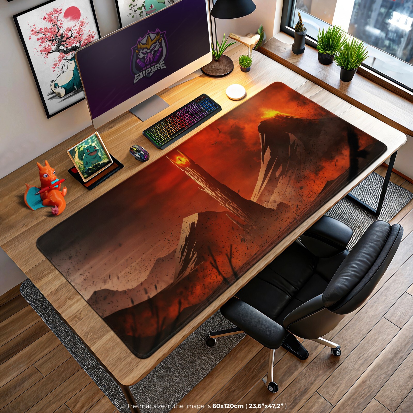 Lord of the Rings Mordor Desk Mat - Eye of Sauron and Mount Doom Gaming MousePad