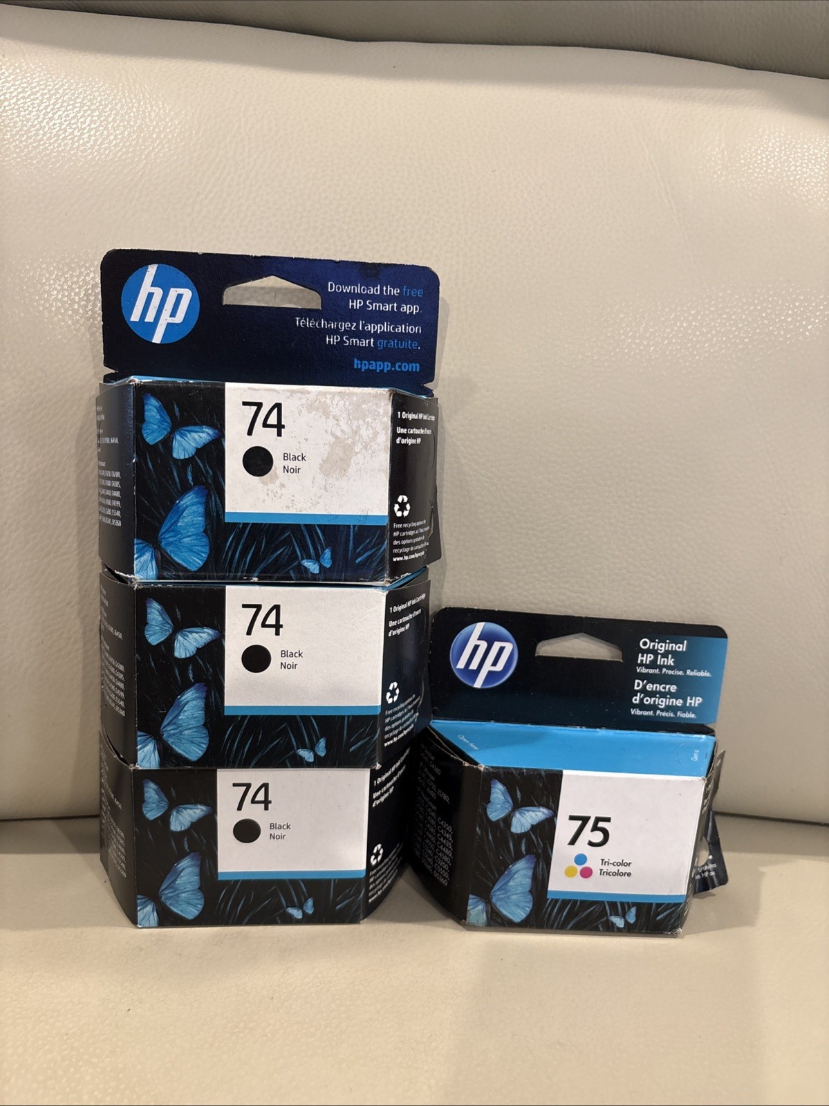 4 Pk GENUINE HP 74(3) & 75(1) CartridgePack Expired 03/25 - 05/25 - 04/26