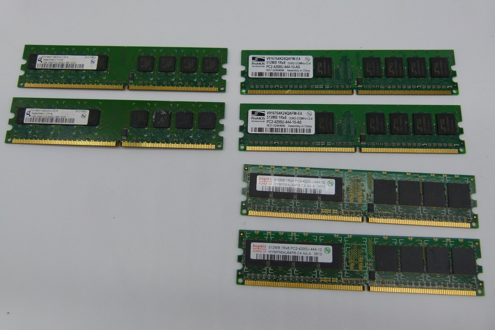 Lot of 6 pcs – RAM – Nynix 512mb, ProMOS 512mb & other