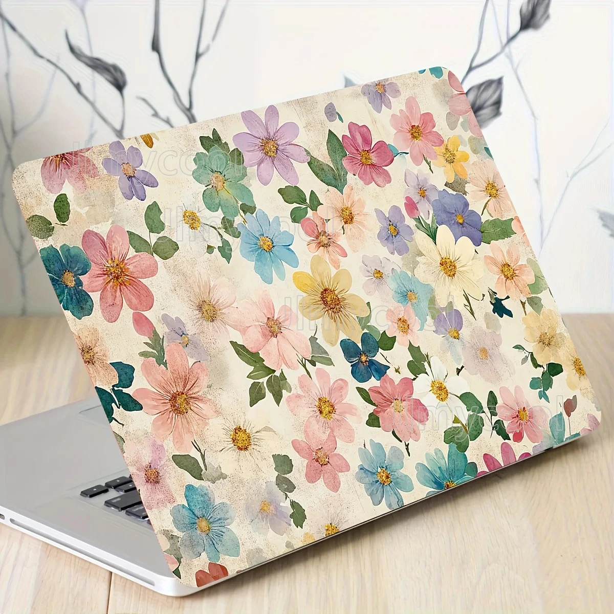 2Pcs Floral Vinyl Scratch Resistant Universal Laptop Skin