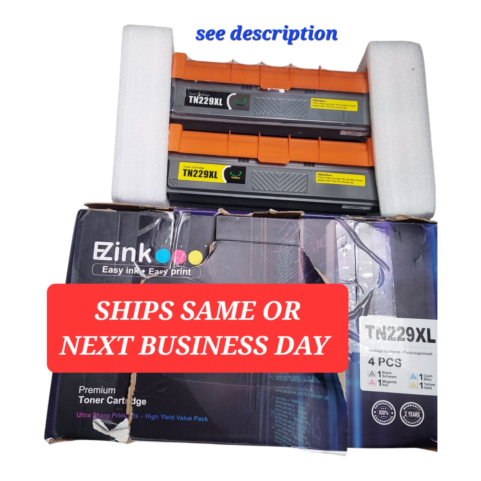 READ 4pk  TN229XL Toner Cartridge for Brother 229 TN229 TN-229 TN 229XL CMYK