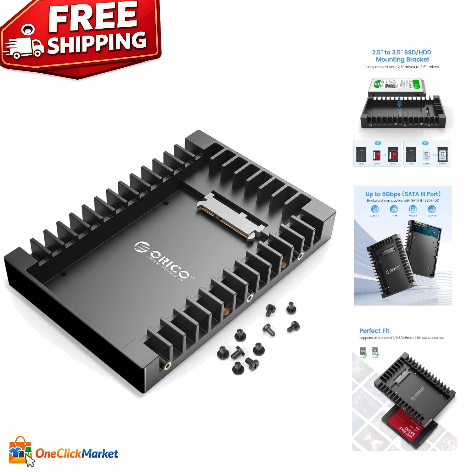 Versatile 2.5 Inch to 3.5 Inch SATA Converter for Efficient Storage Solutions