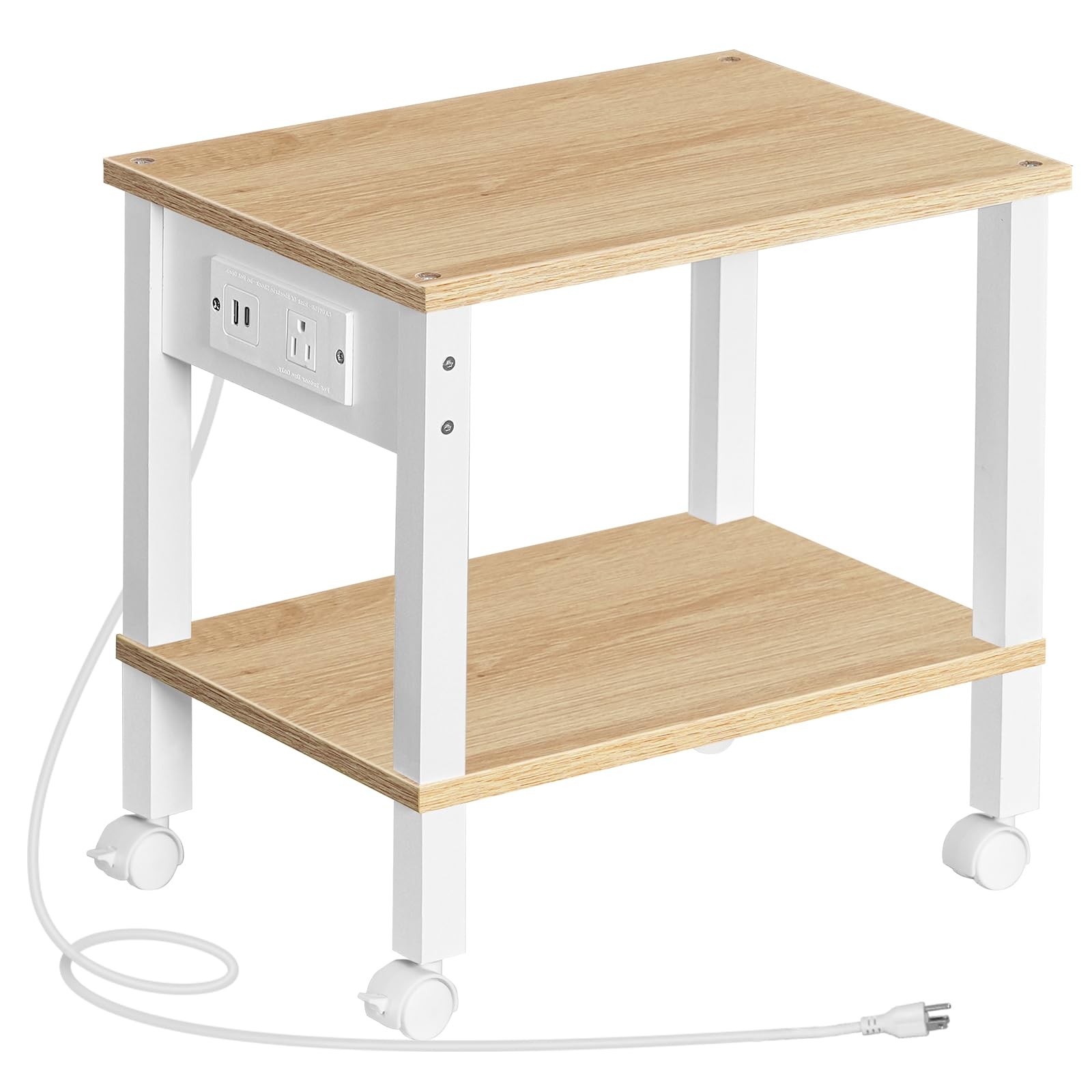 HOOBRO 2Tier Printer Stand with Charging Station and Storage for Home Office