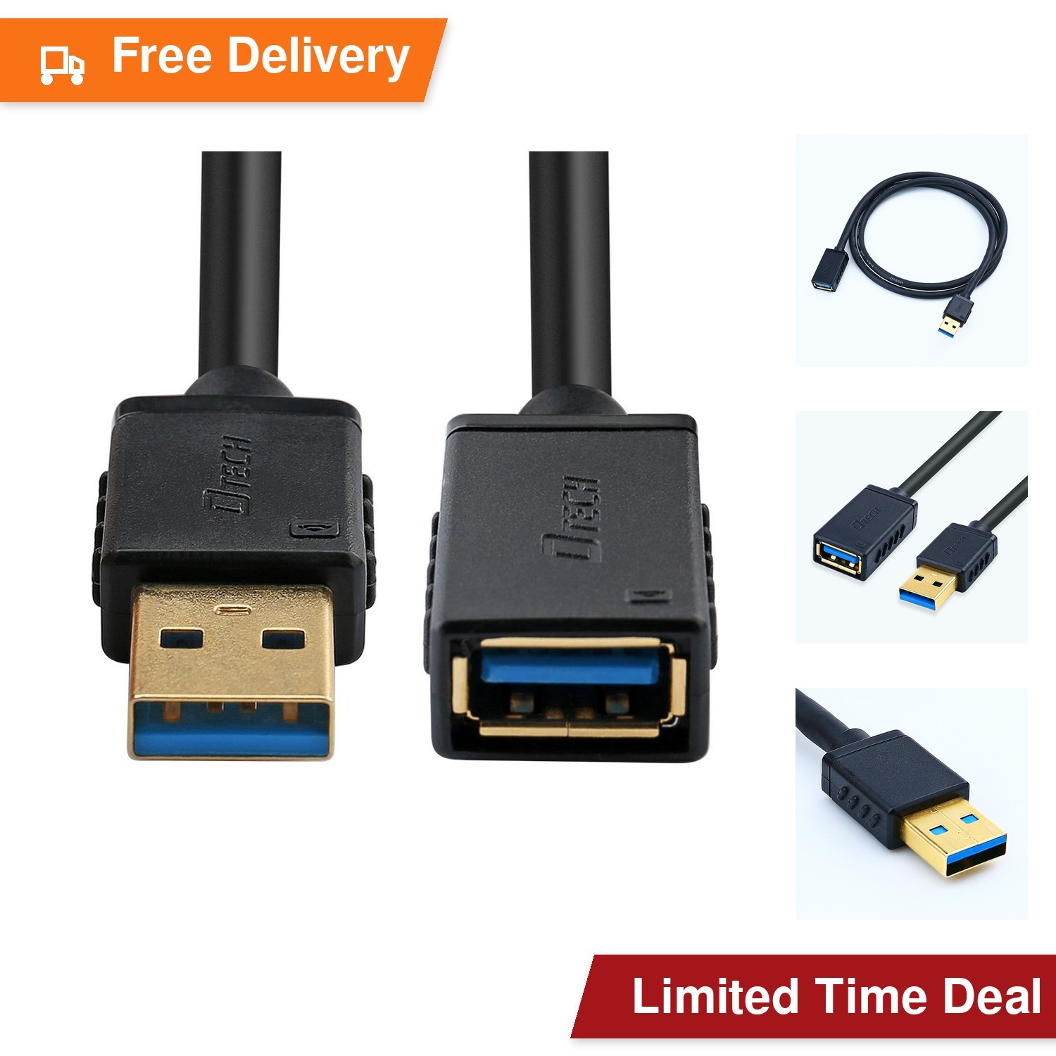DTECH Gold Plated USB 3.0 Extension Cable 3 Feet Type A Male to Female Port...