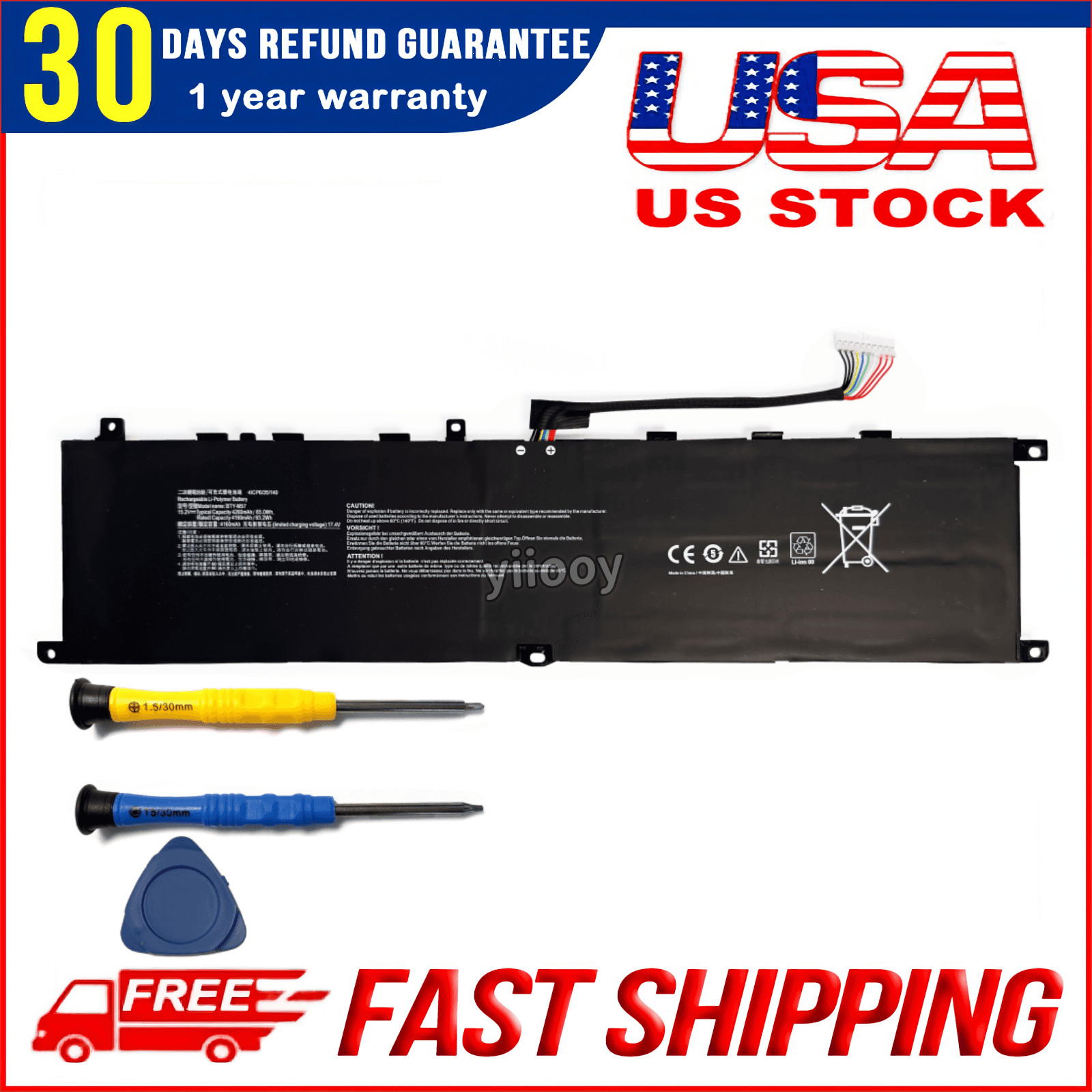 Genuine BTY-M57 Battery For MSI GP66 GP76 Leopard 10UE 10UG 10UH 11UE 11UG 11UH